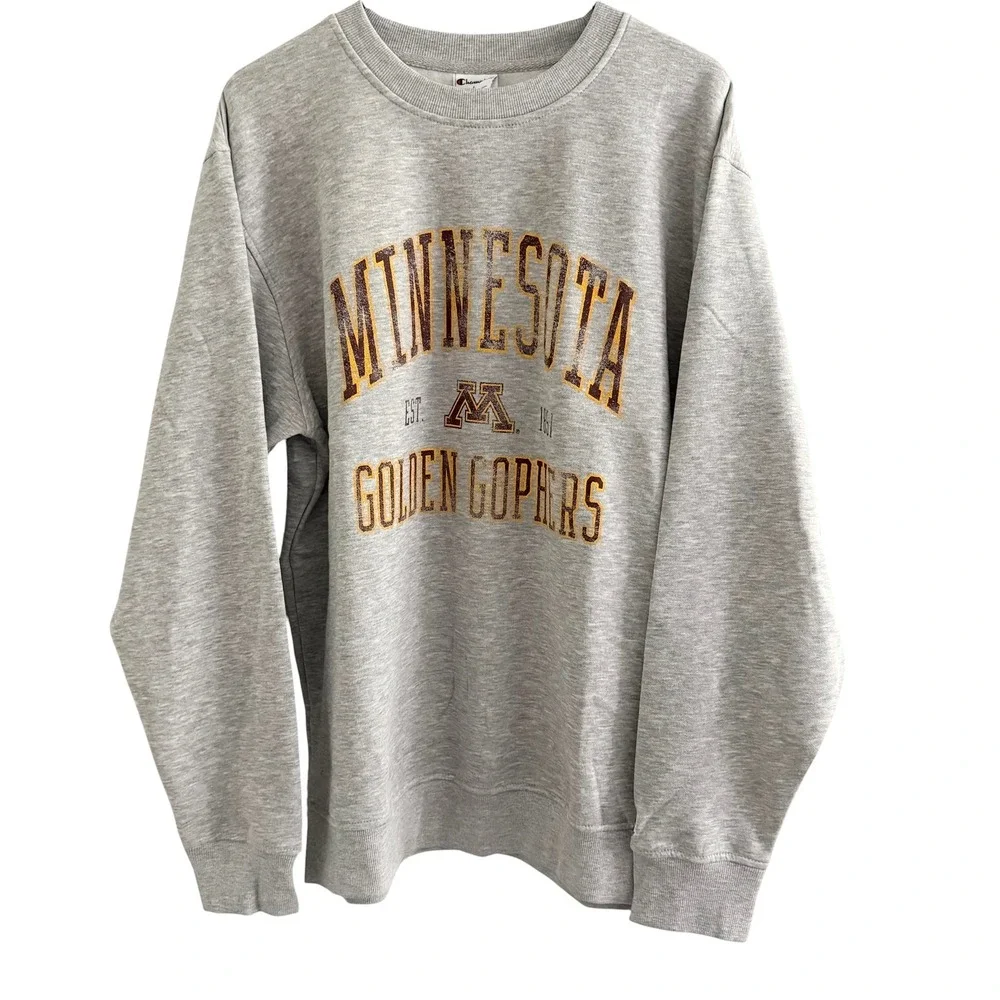 Champion Sweatshirt Mens L Large Grey NWT Minnesota Golden Gophers Crewneck